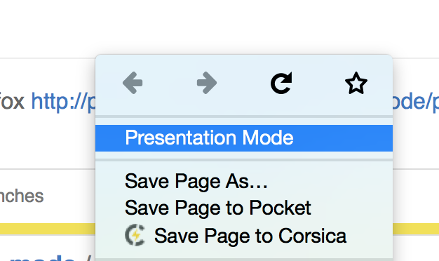 Select 'Presentation Mode' from the context menu